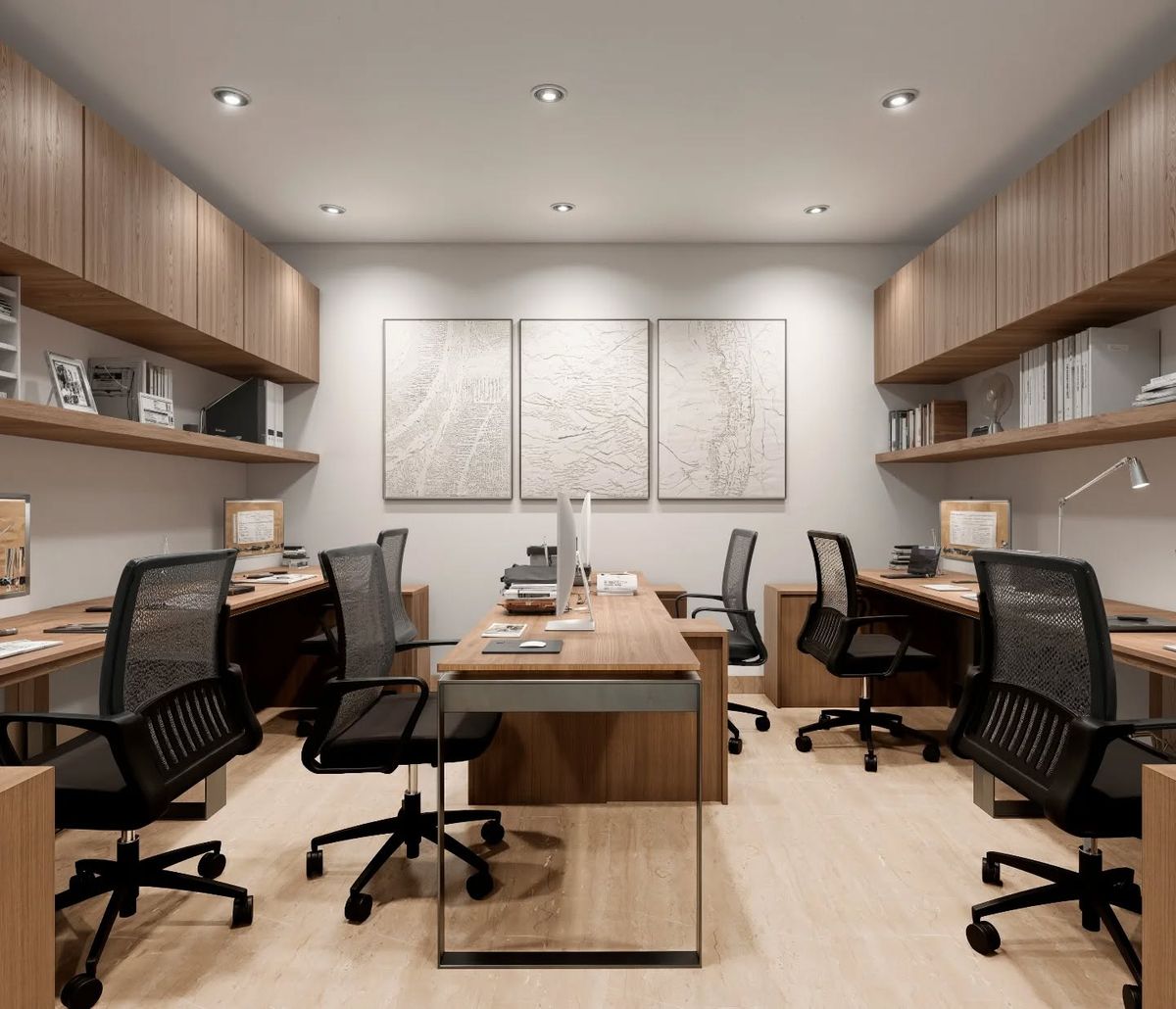 Ergonomic Collaborative Desk Cluster featuring Integrated Wire Raceway & Dual Power Docks #42